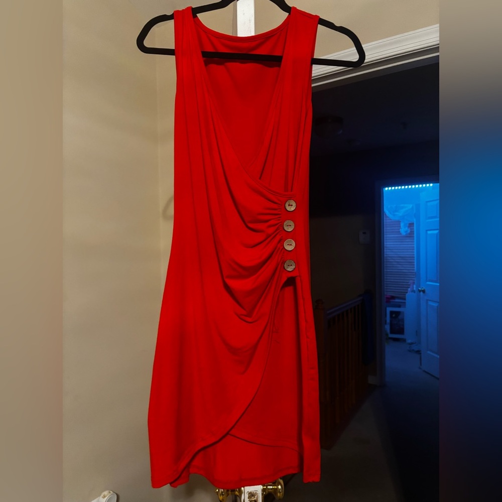 Elegant Red Draped Dress